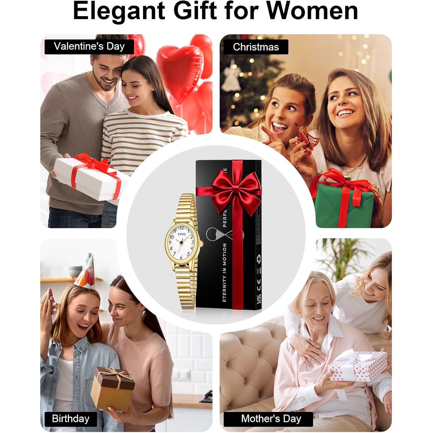 CIVO Small Gold Watches for Women: Vintage Analog Watch with Stainless Steel Expansion Band - Dainty Ladies Watch with Small Wrists - Gifts for Mom Wife Birthday Anniversary