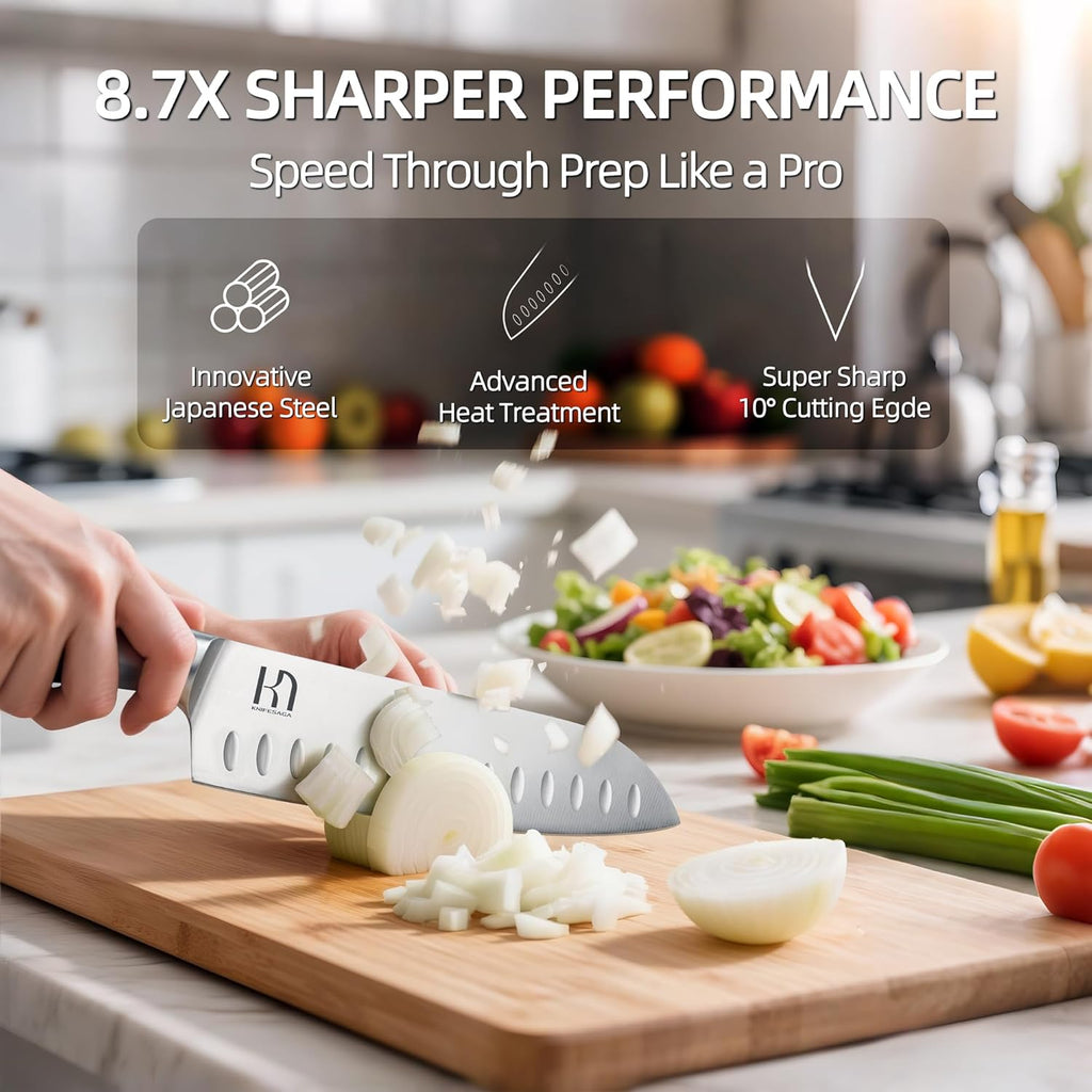 KnifeSaga Kitchen Knife Set 14 Piece Premium Japanese High Carbon Stainless Steel Knife Block Sets with Built-in Sharpener, Razor Sharp Knives Set for Kitchen, Quality Acacia Wood Block Knife Set