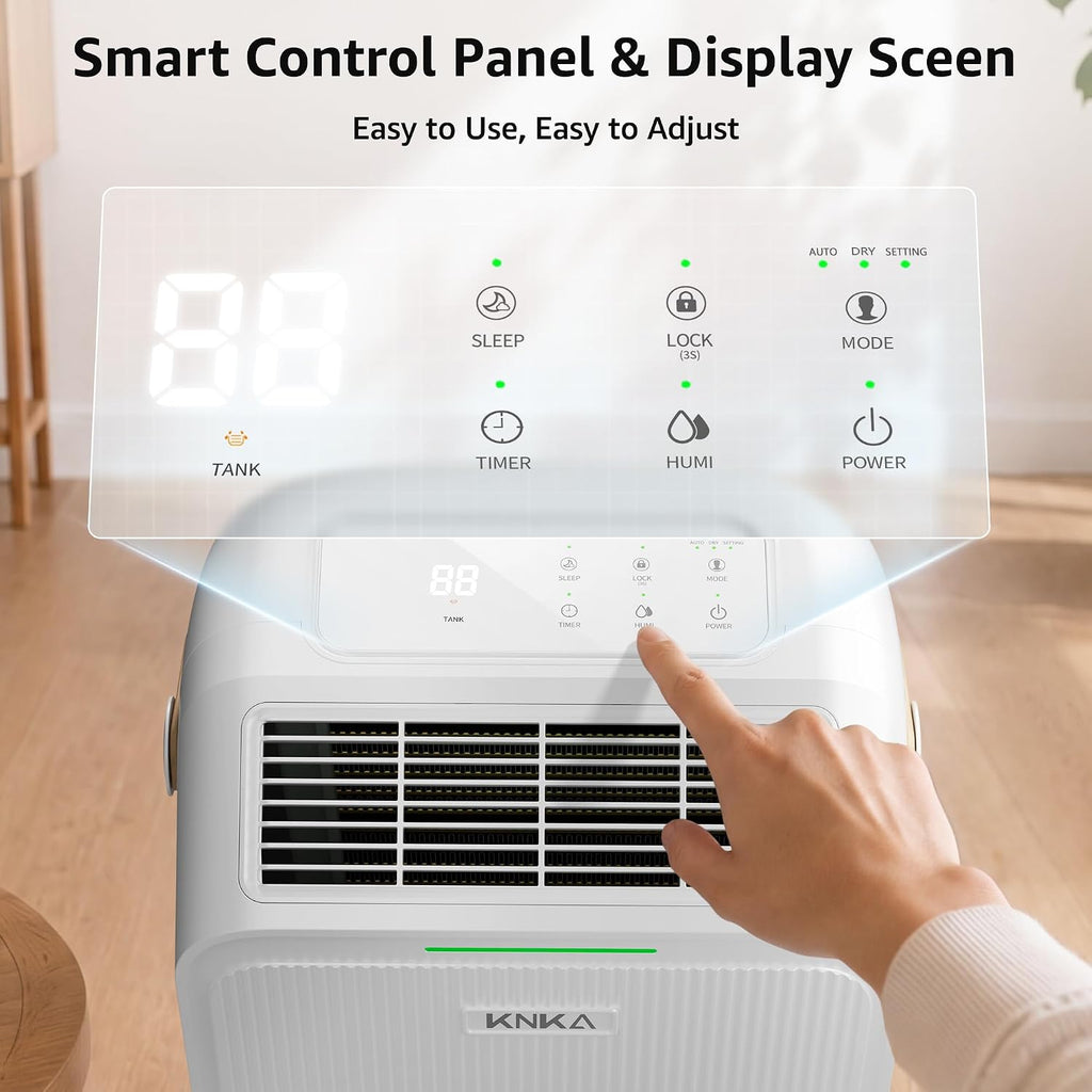 Knka 2500 Ft² Max 34 Pints Dehumidifier For Basement With Drain Hose, White | Dehumidifiers For Home, Bedroom, Bathroom, Large Room, Three Modes, Intelligent Humidity Control, Dry Clothes, 24Hr Timer