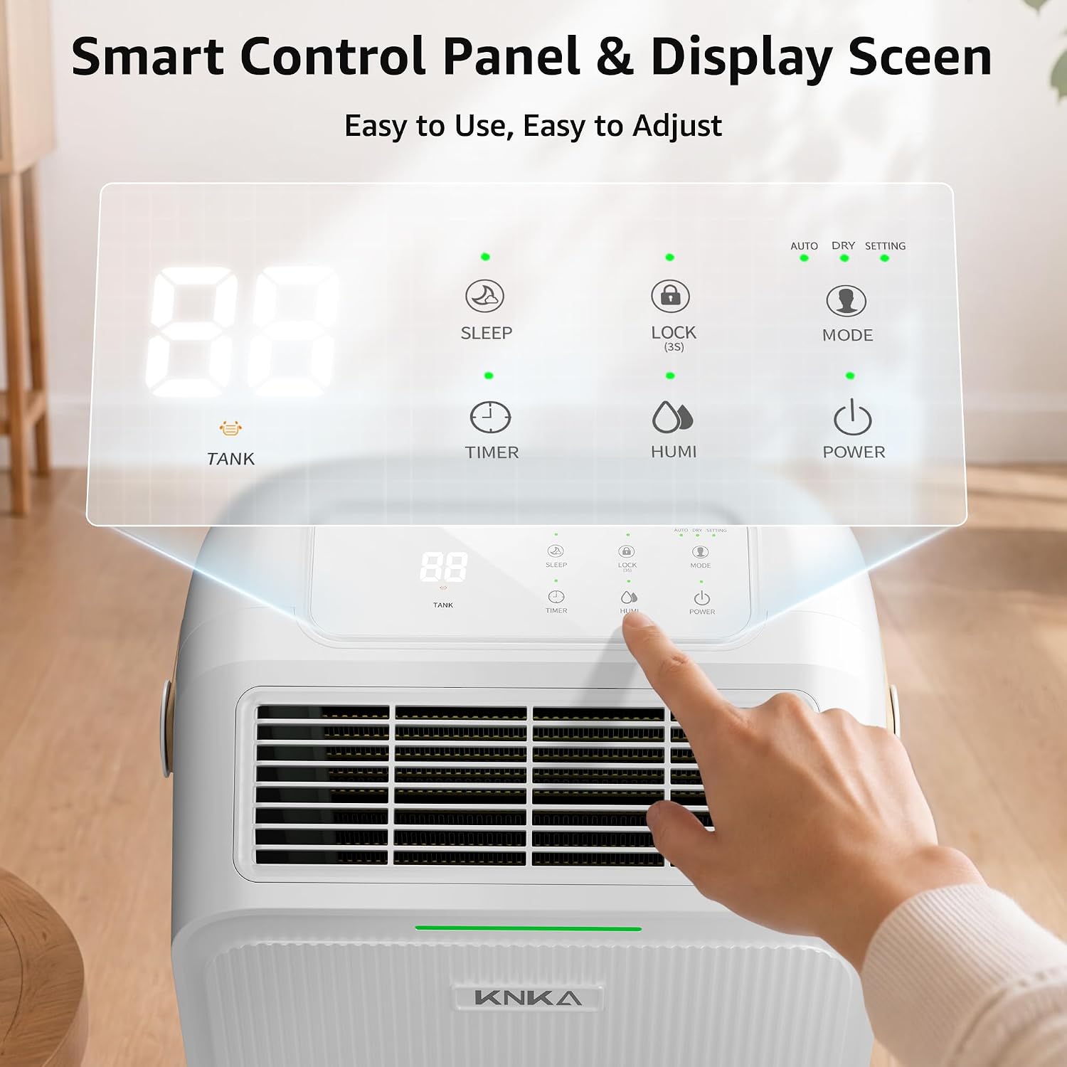 Knka 2500 Ft² Max 34 Pints Dehumidifier For Basement With Drain Hose, White | Dehumidifiers For Home, Bedroom, Bathroom, Large Room, Three Modes, Intelligent Humidity Control, Dry Clothes, 24Hr Timer