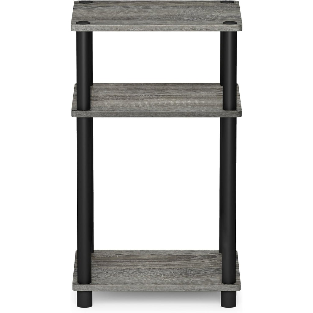 Furinno Just Side Table, 3-Tier End Table, Open Shelves Night Stand, Bedside Table, Toolless Assembly, For Living Room, Bedroom, Bathroom, French Oak