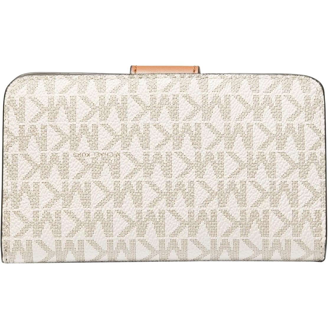 Michael Kors Women's MK Charm Medium Tab Pocket Bifold, Gold-Tone Hardware/Vanilla/Acorn