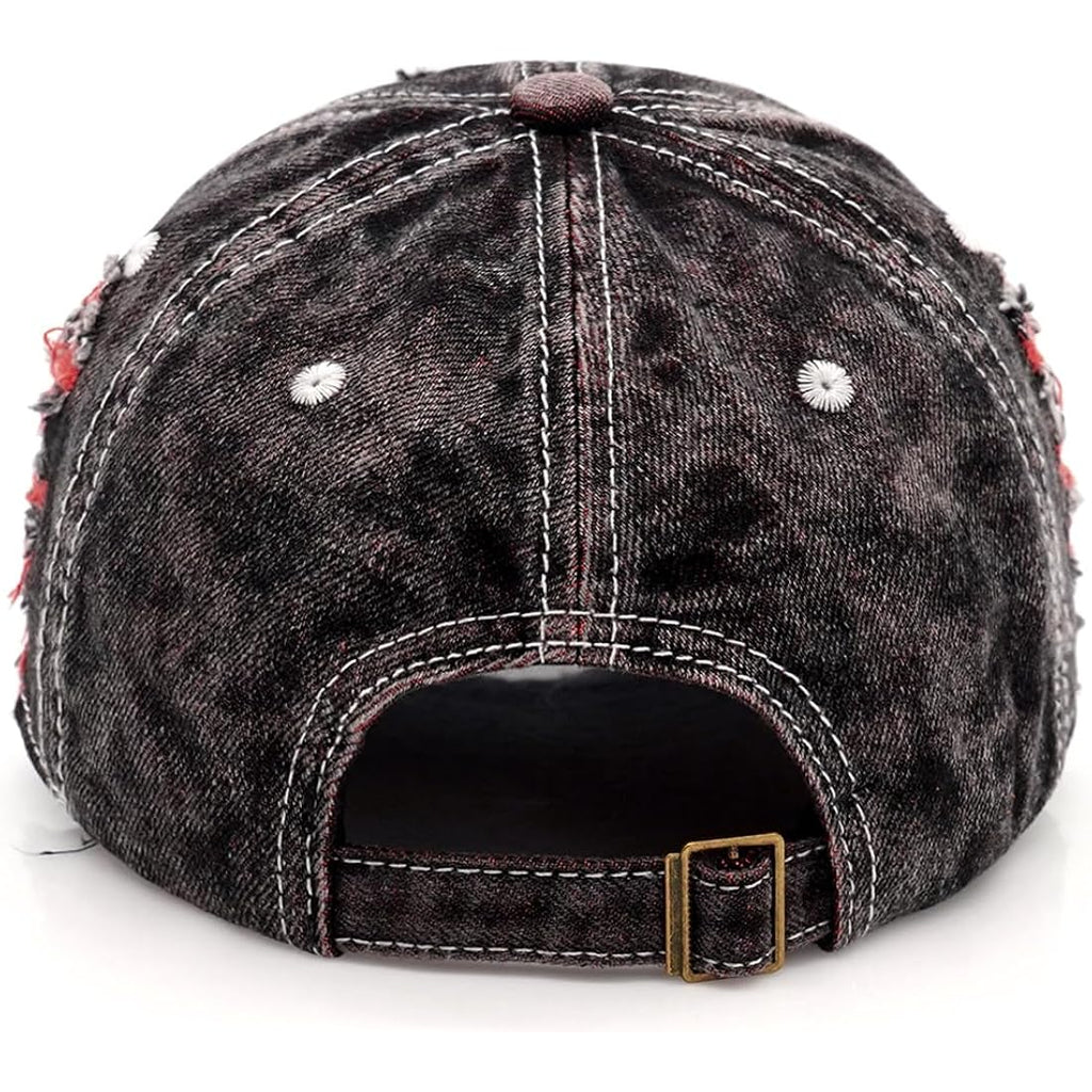 Distressed Washed Denim Baseball Cap Vintage Ripped Strapback Sun Hat For Men Women