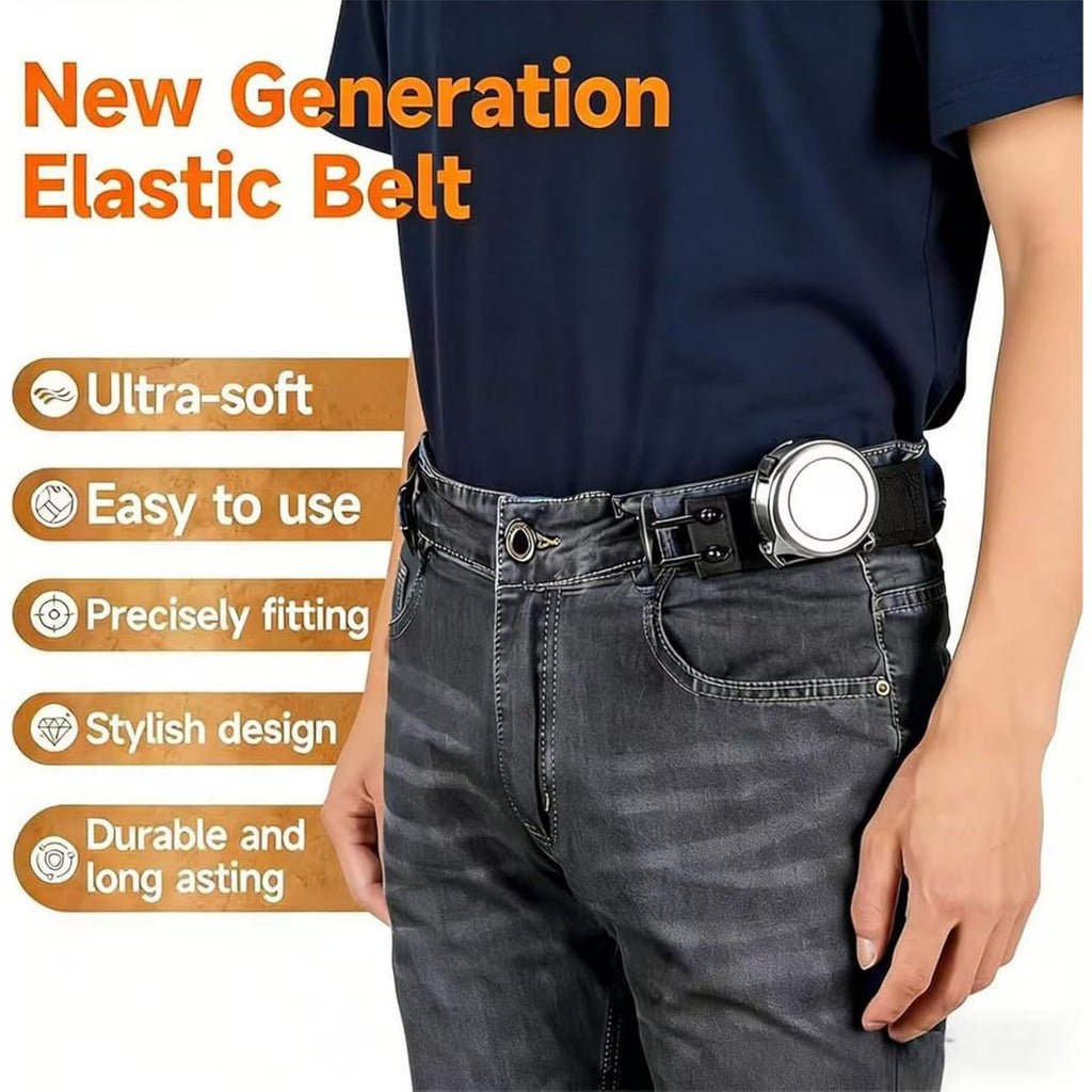 No Buckle Elastic Belt For Men And Women – Invisible Stretch Belt Fits Up To 72 Inches, Flat No-Bulge Buckle-Free Waistband Extender For Jeans And Pants-Selection Of Outdoor Workers（Brown-2 Pieces）