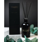 Benevolence La Premium Lavender & Eucalyptus Reed Diffuser Set – Essential Oil Diffuser For Home & Bathroom – Up To 120-Day Fragrance With Rattan Sticks & Gift Box – Charcoal Glass Room Décor