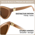 FEISEDY Cat eye Sunglasses with Polarized and UV400 Protection for Women, Retro Stylish for Driving Fishing and Party B0428 Champagne Frame + Tea Lens