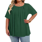 Womens Plus Size Tops Summer Short Sleeve Shirts Flowy Crewneck Casual Loose Tunic Top Blouses 2026