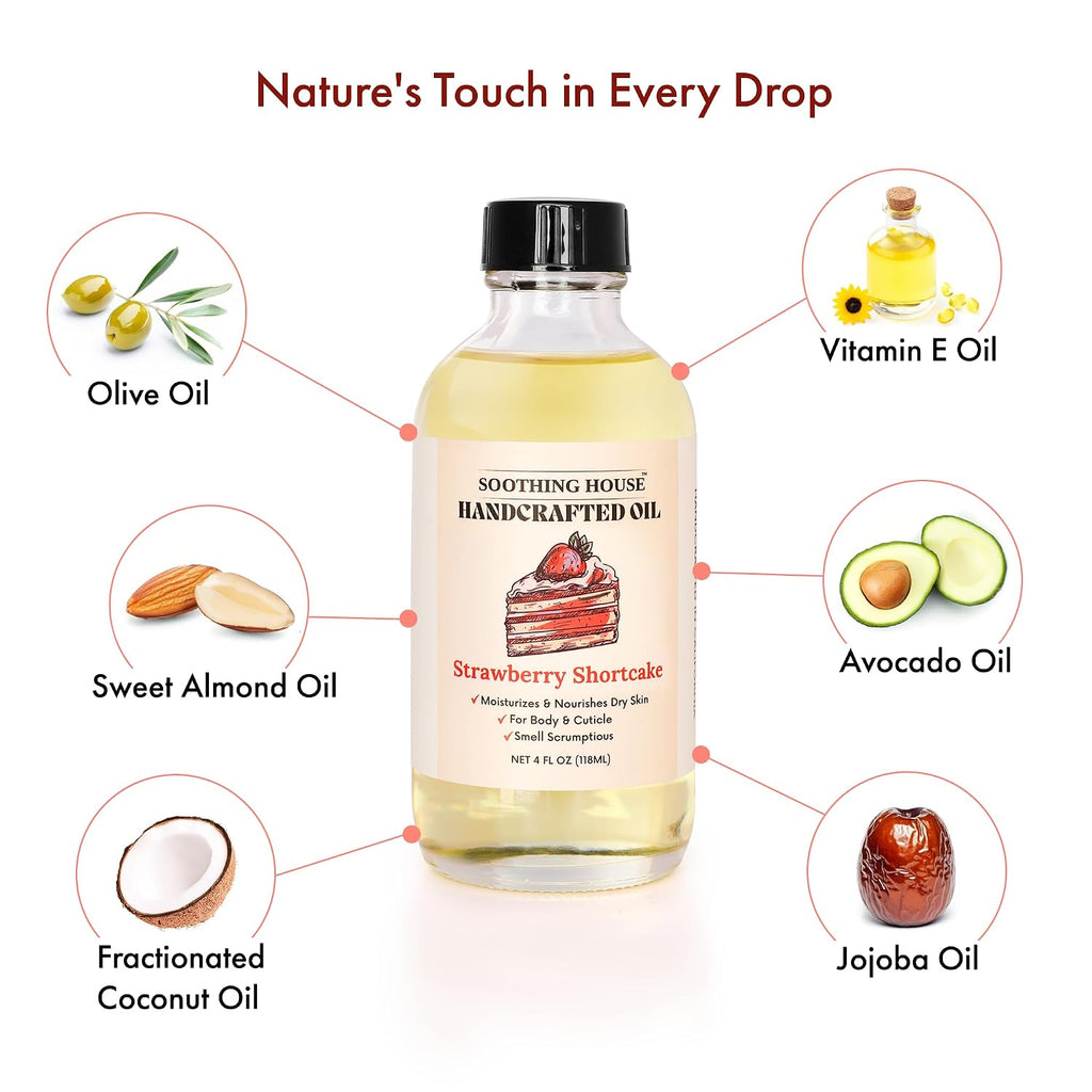 Strawberry Shortcake Body Oil: Moisturizing Body Oil For Soft, Glowing Skin With Almond & Jojoba Oil (4 Fl Oz)