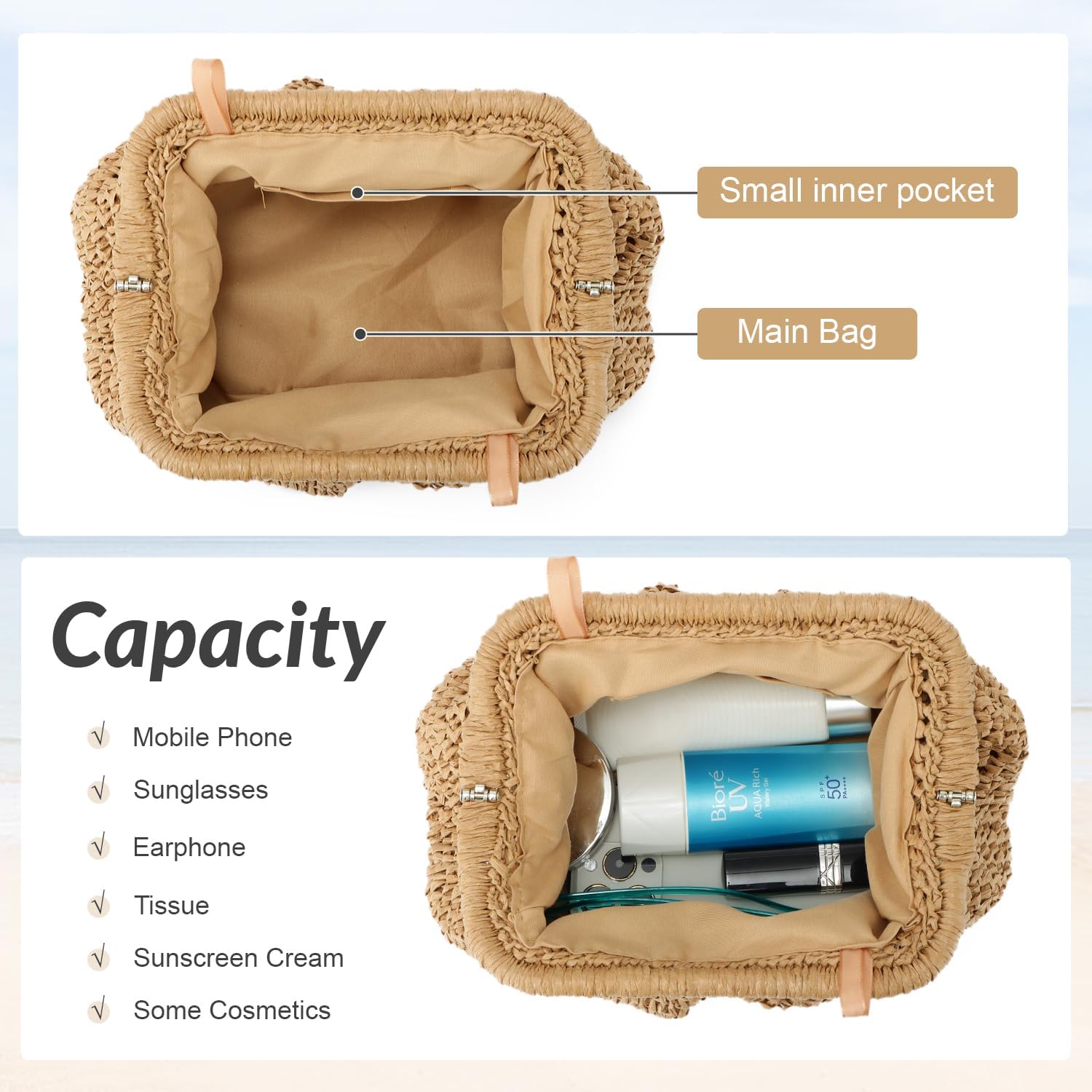 Freie Liebe Straw Clutch Purses for Women Woven Dumpling Bag Summer Beach Clutch Wicker Crossbody Purses