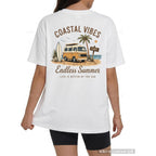 Aiyino Womens Oversized Graphic Tee 100% Cotton California Beach Graphic Shirt Loose Fit Casual Summer Top Tan Obx