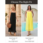 Wenrine Women'S Summer Boho Maxi Dresses Spaghetti Straps Chiffon Casual Sundress Beach Vacation Long Dress With Pockets