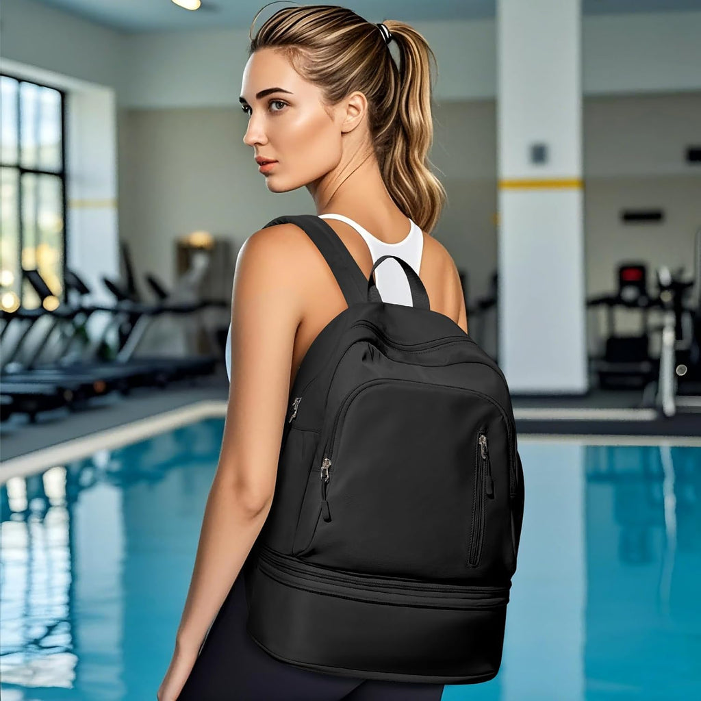 Gym Backpack For Women Men,Cheer Bag,Lightweight Gym Bag With Shoe Compartment, Waterproof Sports Backpack With Wet Pocket, Black