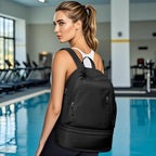 Gym Backpack For Women Men,Cheer Bag,Lightweight Gym Bag With Shoe Compartment, Waterproof Sports Backpack With Wet Pocket, Black