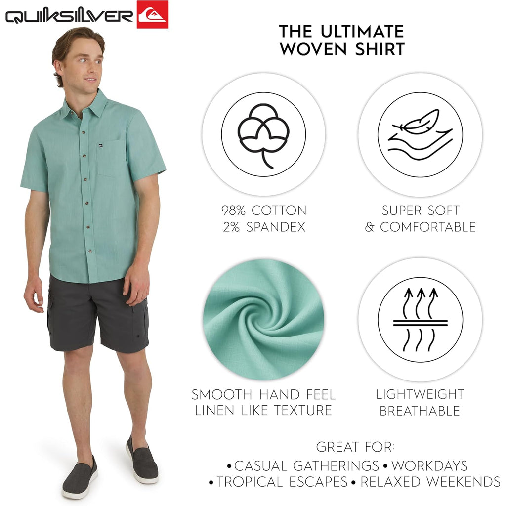 Quiksilver Men'S Regular Fit Premium Cotton Woven Short Sleeve Button Up Casual Shirt