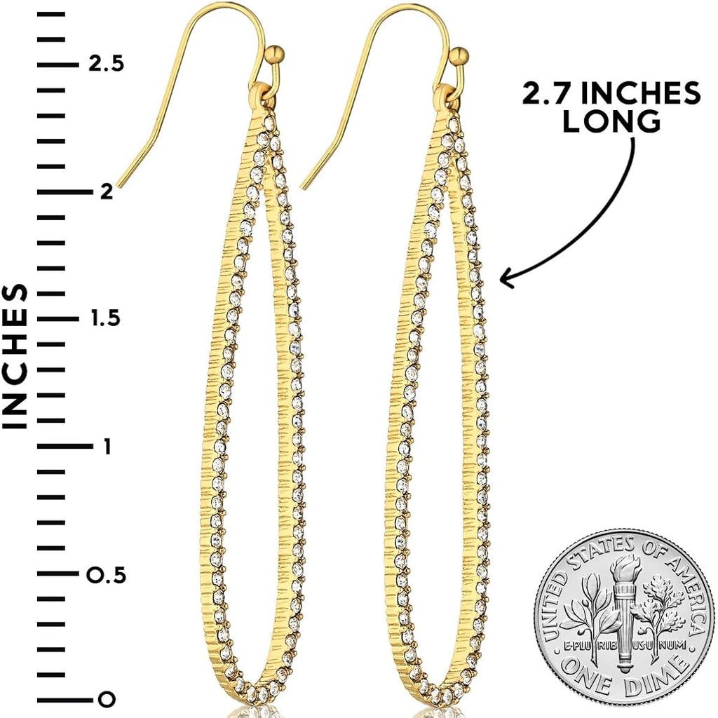 Simulated Diamond Teardrop Dangle Earrings for Women - Cubic Zirconia Crystal Long Dangling Earrings