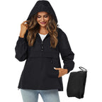 Womens Rain Jacket With Hood,Pullover,Packable,Lightweight,Windbreaker,Waterproof,Breathable.