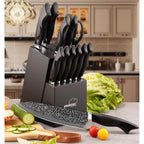 Knife Set, 15 Pieces Kitchen Knife Set with Built in Sharpener, High Carbon German Stainless Steel Knife Block Set, Dishwasher Safe, Mothers Day Gifts