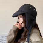 Women Winter-Warm Down-Trapper-Caps Cold-Weather Earflap-Hats Inner-Caps Puffy-Lightweight Balaclava-Caps Medium