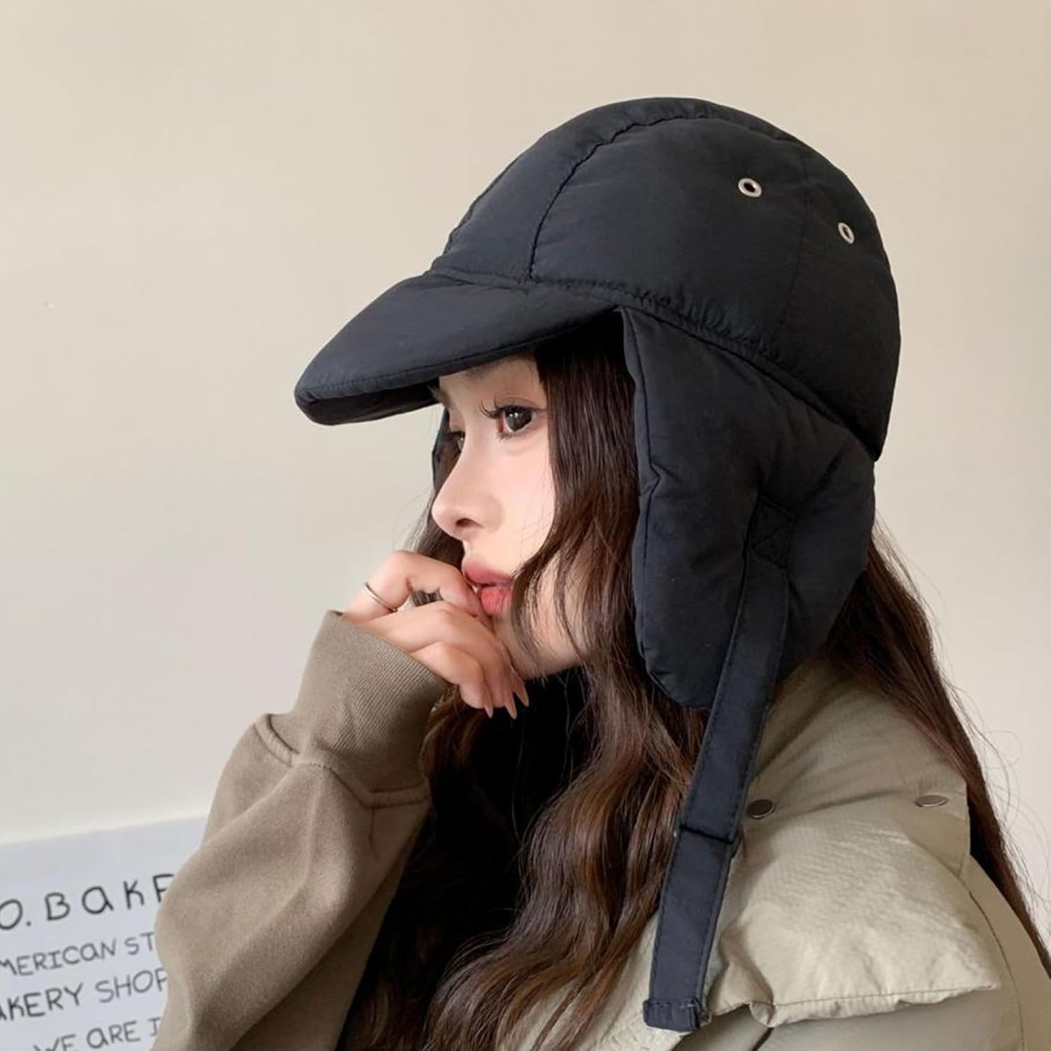 Women Winter-Warm Down-Trapper-Caps Cold-Weather Earflap-Hats Inner-Caps Puffy-Lightweight Balaclava-Caps Medium