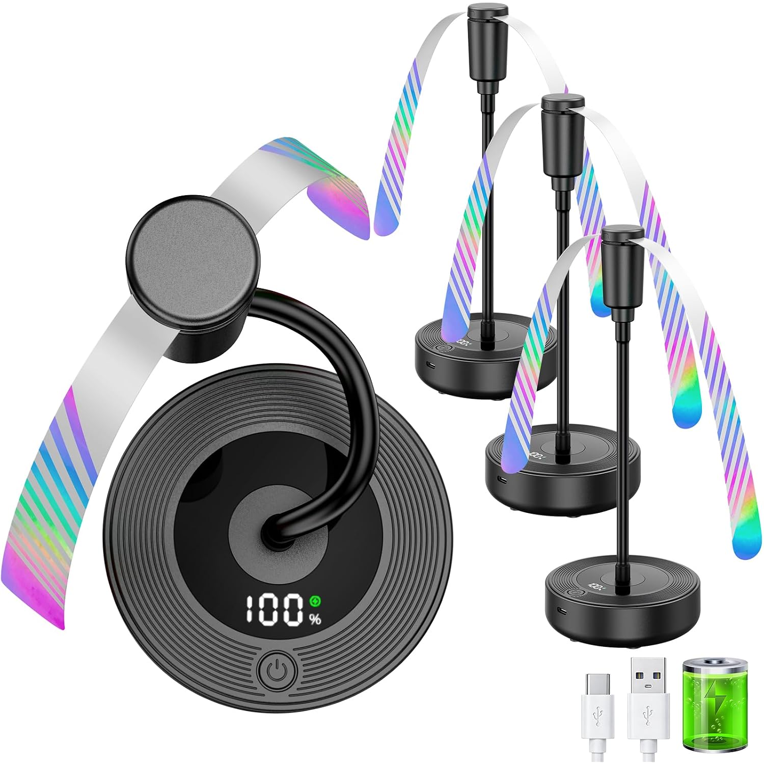 Tripole Fly Fans For Tables With Battery Display, Rechargeable, 20H Runtime | 2000Mah Rechargeable Food Fan, Quiet Operation, Flexible Neck For 360° Coverage Outdoor Fan For Picnic, Party, Bbq, Kitchen