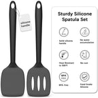 2 Pack Silicone Spatula Set,High Heat Resistant, Bpa-Free | Dishwasher Safe Kitchen Spatula For Nonstick Pans, Solid & Slotted Turners For Cooking, Sautéing, And Flipping, Pureblack