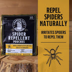 Grandpa Gus'S Natural Spider Repellent Pouches, Indoor Deterrent, 10 Pack | Peppermint & Lemongrass Oil Indoor Spider Deterrent, Wolf Spider Repellent, For Closet, Basement, Cabin, Shed, Garage