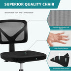 Olixis Armless Office Chair, Ergonomic Desk Chair With Wheels, Mesh Back, Removable Washable Foam Cushion, Height Adjustable Rolling Swivel Chairs For Small Space, Home, Office, Black