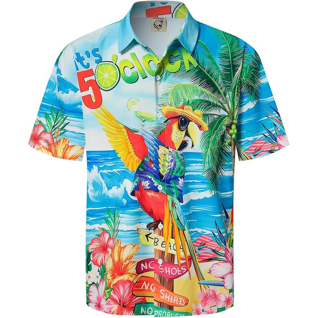 Hardaddy Men'S Summer Hawaiian Shirts Funny Performence Printed Button Down Casual Bowling Shirt