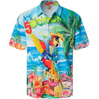 Hardaddy Men'S Summer Hawaiian Shirts Funny Performence Printed Button Down Casual Bowling Shirt