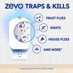 Zevo Flying Insect Trap - Plug-In Indoor Fly Trap And Bug Light Trap Refill With Blue And Uv Light - No-Mess Cartridge For House Flies, Fruit Fly Trap And Gnats (1 Plug-In Base And 1 Cartridge)
