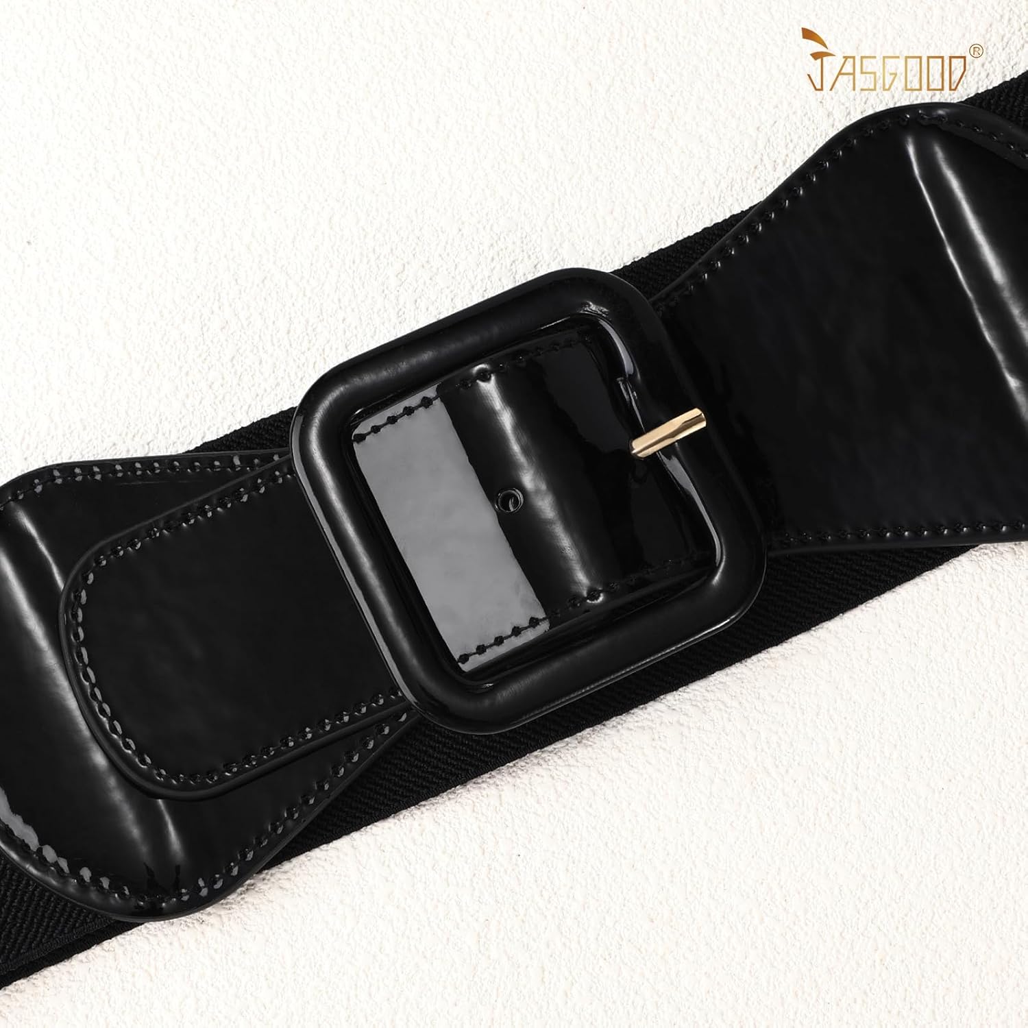 JASGOOD Women Elastic Wide Belt Stretchy Vintage Waist Belt for Dress with Fashion Square Buckle