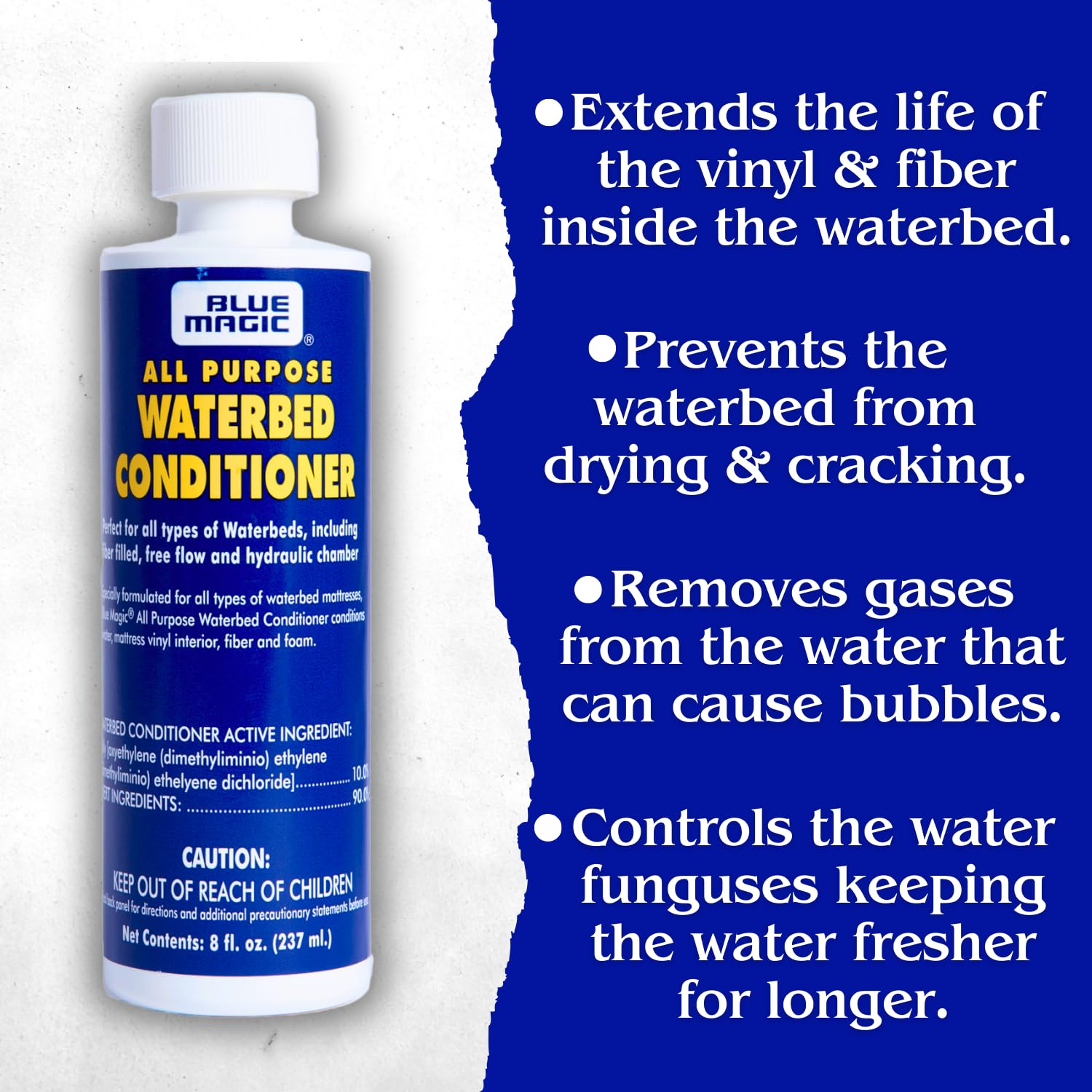 Blue Magic Waterbed Conditioner, 8 Oz Bottle, Protects Vinyl & Extends Life | Keeps Water Fresh, Protects Vinyl, Reduces Odors, And Helps Extend The Life Of Hardside And Softside Waterbeds.