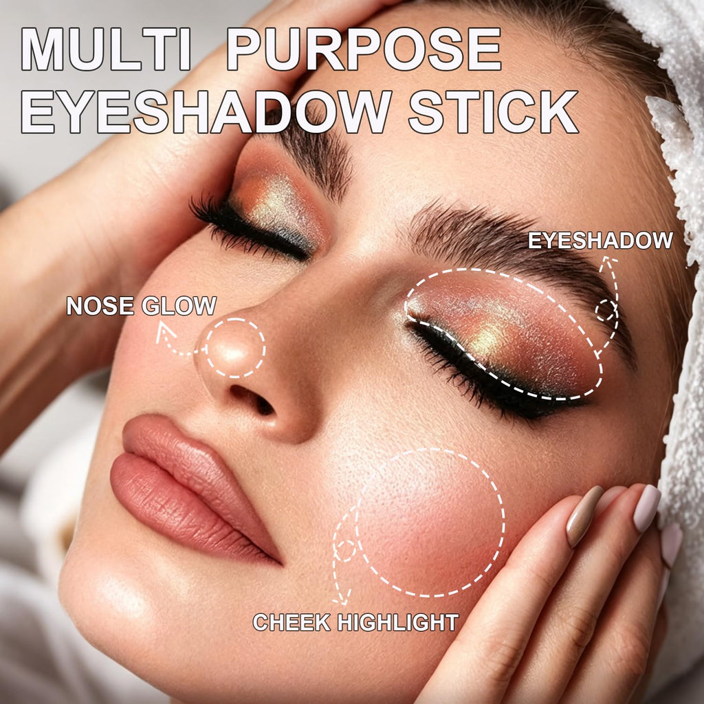 6 Colors Neutral Eyeshadow Stick Combo Set, Nude Brown Rose Gold Matte Shimmer Cream Eye Shadow Sticks Warm Tone Lazy Makeup For Daily & Party, Long Lasting, Waterproof, No Brush Needed, Set A