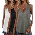 3 Pack Womens Tank Tops 2026 Summer Vacation Outfits V Neck Loose Fit Sleeveless Blouse Casual Shirts Fashion Clothes