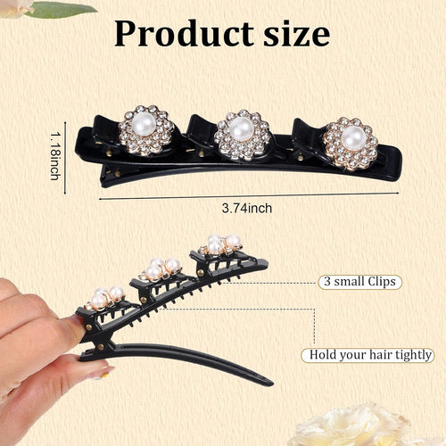8 Pcs Braided Hair Clips For Women Hair Accessories For Women And Girls Acrylic Resin Pearl And Flower Clips Fashion Accessories Cute Sparkling Rhinestone Duckbill Clip Headwear Styling Tools