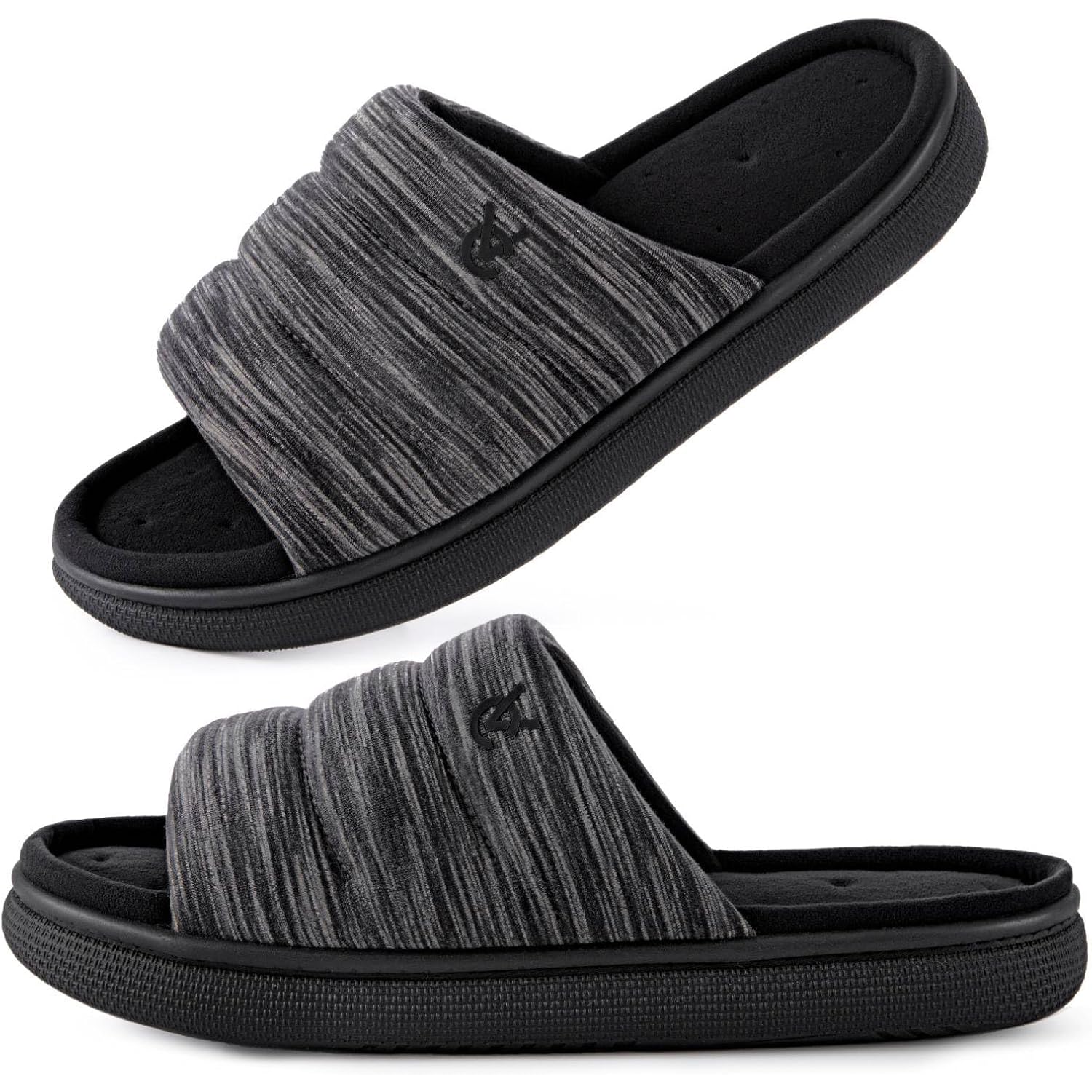 Veracosy Mens Open-Toe Slippers Memory Foam Indoor Outdoor House Shoes
