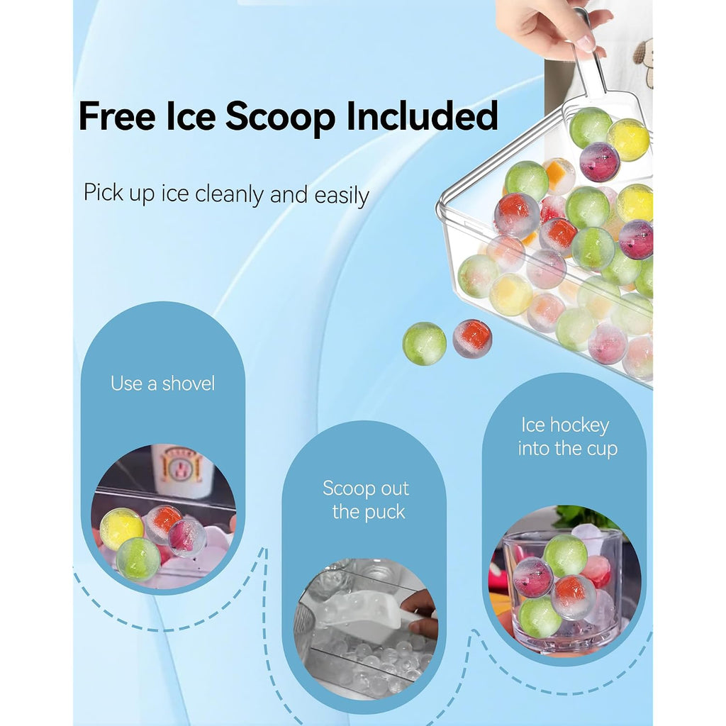 Ice Cube Trays With Lid And Bin, Bpa-Free Mini 0.8 Inch Sphere Ice Molds, 2-Pack Small Round Ice Ball Trays, Easy Release, Includes Scoop & Ice Storage Box For Cocktails, Coffee
