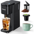 Tastyle Mini Hot and Iced Coffee Maker Single Serve, for K Cup and Ground, 6 to 14 Oz Brew Sizes, with Recipe Book, for Home, Travel, RV, Office and Dorm,Classic Black (2.0 Version)
