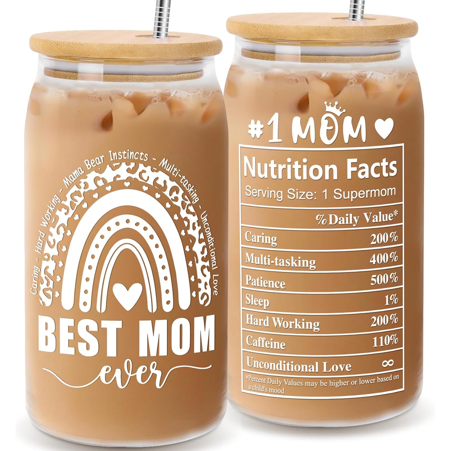Mothers Day Gifts for Mom from Daughter Son, Gifts for Women Mama Stepmom Mother In Law Bonus Mom, Personalized Anniversary Birthday Mothers Day Presents for Wife from Husband - Can Glass Cups 16OZ