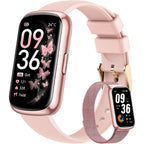 Fitness Trackers for Women Smart Watch: Fitness Tracker with 24/7 Heart Rate Monitor SpO2 Sleep Step Tracker, Pedometer Fitness Watches for Women with 5ATM Waterproof for iPhone Android 2 Bands Pink