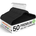House Day Premium Velvet Hangers 50 Pack Black, Non-Slip Flocked Felt Hangers, Sturdy Clothes Hangers With 360° Rotatable Hook, Heavy Duty Coat Hanger, Durable Slim Hanger For Closet Space Saving