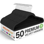 House Day Premium Velvet Hangers 50 Pack Black, Non-Slip Flocked Felt Hangers, Sturdy Clothes Hangers With 360° Rotatable Hook, Heavy Duty Coat Hanger, Durable Slim Hanger For Closet Space Saving