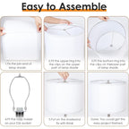 Drum Lamp Shades Set Of 2, 13"X13"X10", Spider Fitter Finials | White Large Replacement Linen Lampshades For Table Lamps, Floor Lamps, Easy Assembly, 13" Top X 13" Bottom X 10" High