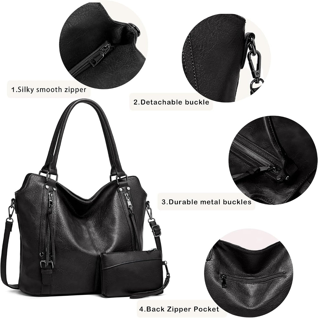 Tantomi Tote Handbags For Women Black Hobo Handbags Purse And Handbags Shoulder Crossbody Bags For Work Travel Everyday