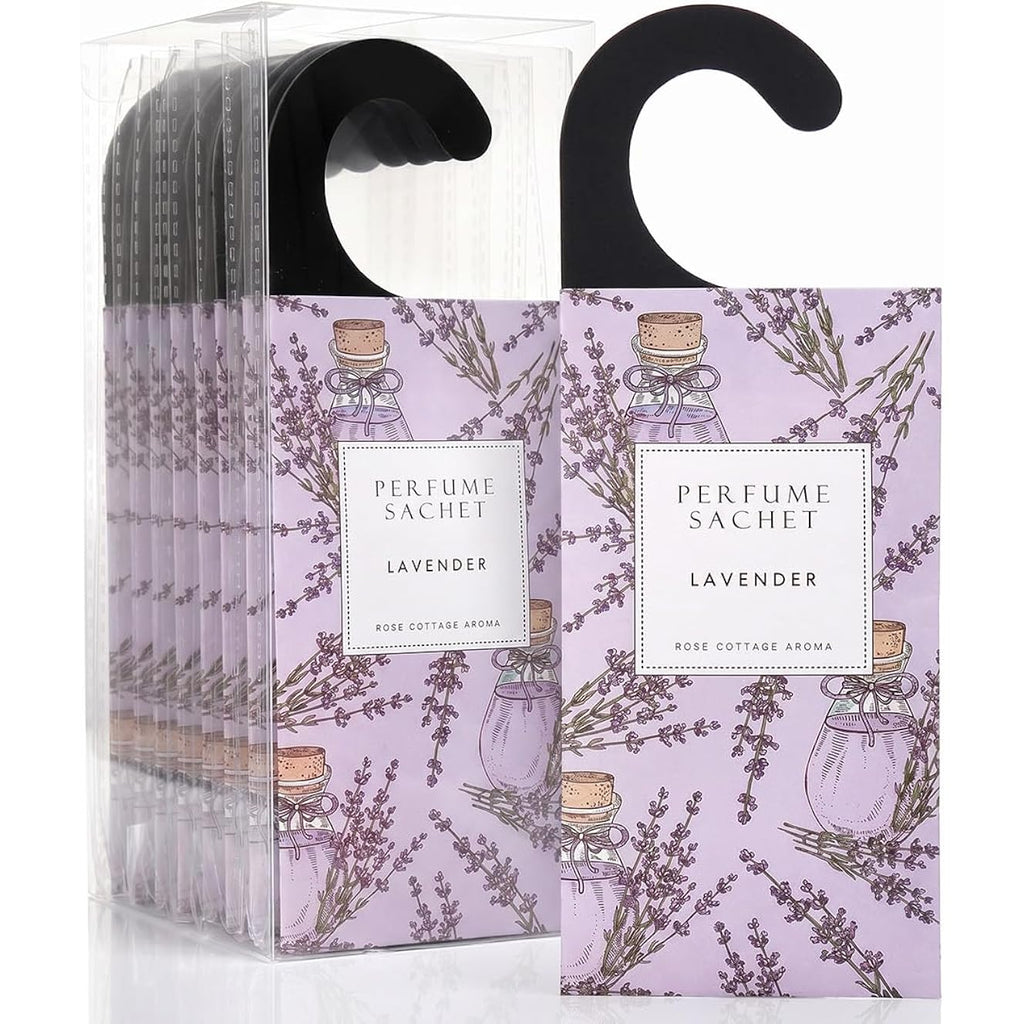 Large 12 Packs Lavender Hanging Scented Sachets Long-Lasting Closet Deodorizer Air Freshener Fabric Refresher Odor Eliminator For Drawer Home Fragrance Gift Set