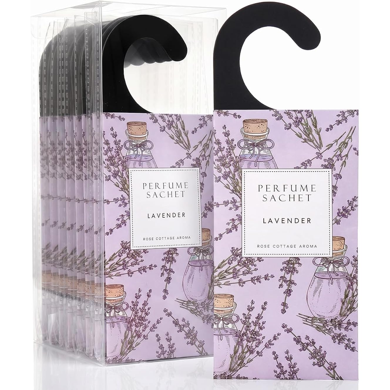 Large 12 Packs Lavender Hanging Scented Sachets Long-Lasting Closet Deodorizer Air Freshener Fabric Refresher Odor Eliminator For Drawer Home Fragrance Gift Set
