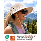 FURTALK Sun Hats for Women with Ponytail Hole Wide Brim Beach Bucket Hat UPF 50+ Fishing Hiking Outdoor Hats