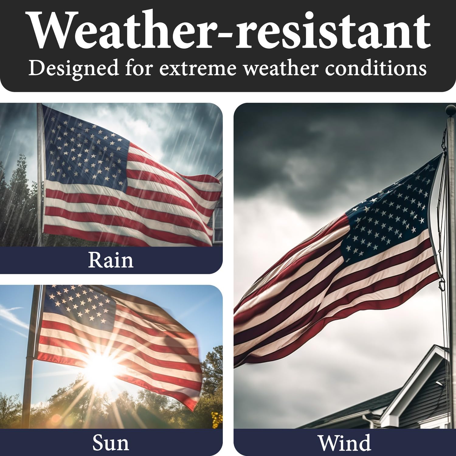 American Flags For Outside 3X5-100% Polyester Made In The Usa -Indestructible Durable Outdoor Heavy Duty Spun Polyester -Us Flags 3X5 Outdoor -American Flag Sewn Stripes And Embroidered Stars - Fmaa Certified