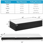 Folding Memory Foam Pads, 4" Tri-Fold Full Topper With Washable Cover, Non-Slip Portable Guest Floor Bed For Travel Camping