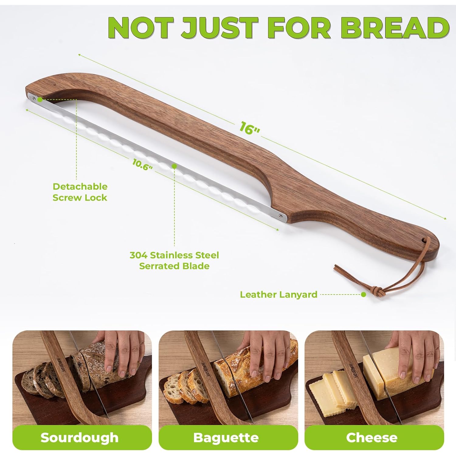 Rapsakemoh Sourdough Bread Knife,Bread Slicer For Homemade, Bread Knife For Homemade Bread Sourdough,Serrated Stainless Blade,Bread Cutter,Sourdough Cutter,Easy Even Slicing&Clean (Walnut Brown)